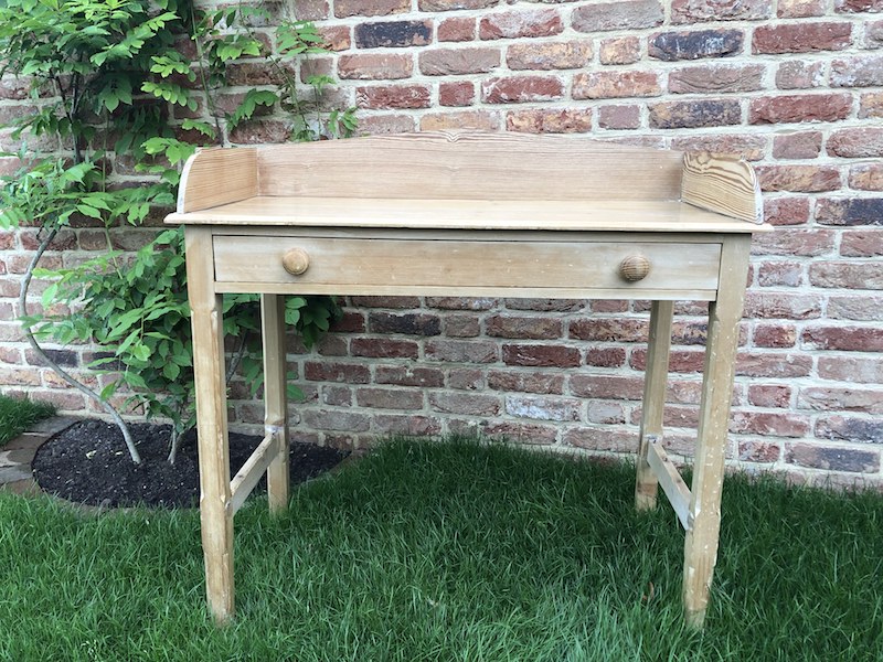 Old Pine Table With Galleried Back